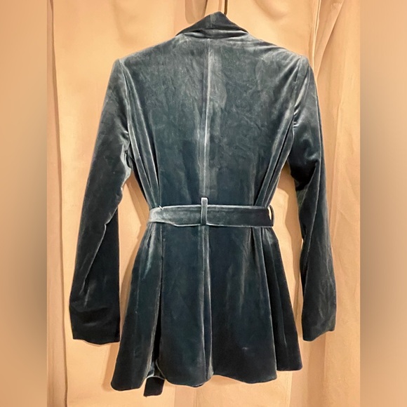 NWOT! INC petite teal velvet/velour blazer belt. 2 pockets. Lined. Gorgeous! - Picture 3 of 13
